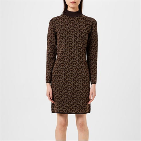 MICHAEL Michael Kors - Logo Jacquard Funnel Neck Dress