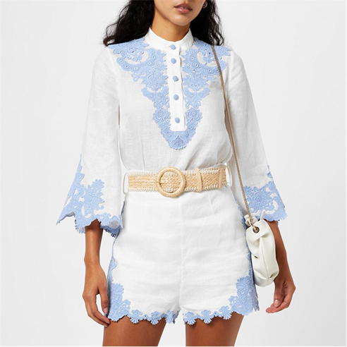 ZIMMERMANN - Raie Guipure Lace Linen Blouse