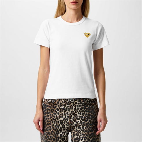 COMME DES GARCONS PLAY - Gold Small Heart T Shirt