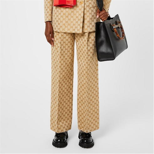 GUCCI - Gg Linen Cotton Jacquard Trouser