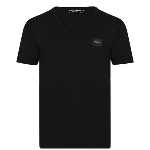 DOLCE AND GABBANA - Rubber Plate V Neck T Shirt