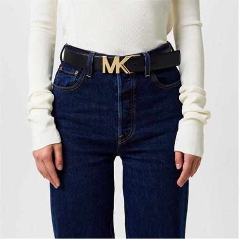 MICHAEL Michael Kors - Michael Kors Reversible MK Logo and Leather Waist Belt