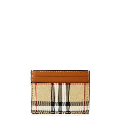 BURBERRY - Sandon Check And Leather Card Case