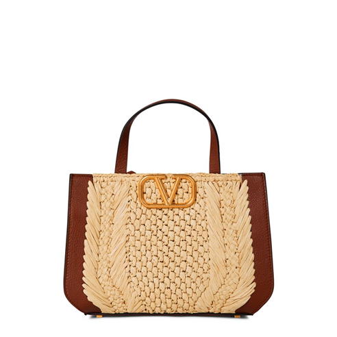 VALENTINO GARAVANI - Small Vlogo Signature Rafia Bag