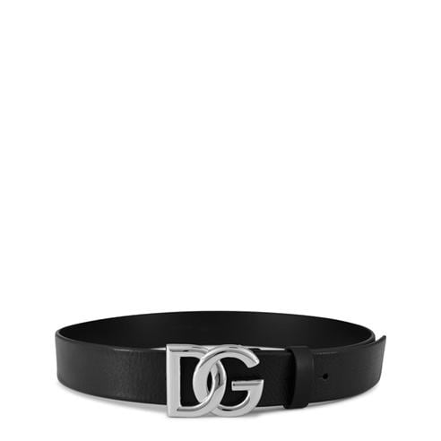 DOLCE AND GABBANA - Lux Leather Crossover Logo Buckle Belt