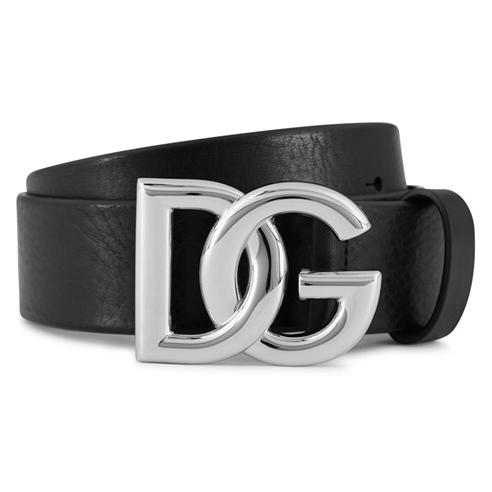 DOLCE AND GABBANA - Lux Leather Crossover Logo Buckle Belt