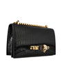 Blk/Gold 1001 - ALEXANDER MCQUEEN - Crocodile Effect Jewelled Satchel