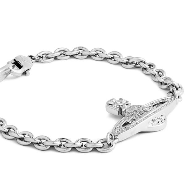 Man. Mini Bas Relief Chain Bracelet in PLATINUM-CRYSTAL-Crystal