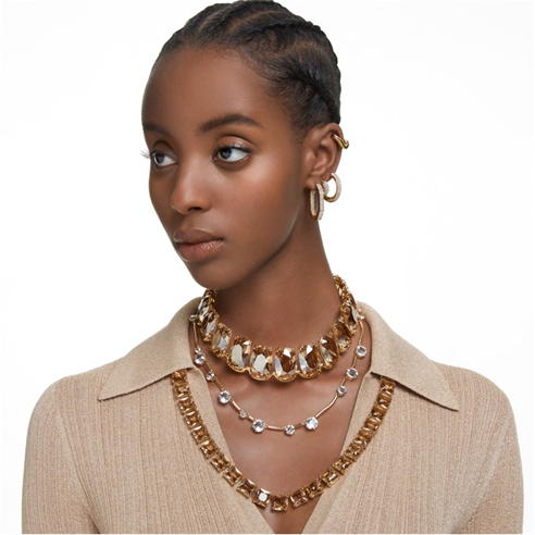 SWAROVSKI - Gold Dextera Octagon Hoop Earrings