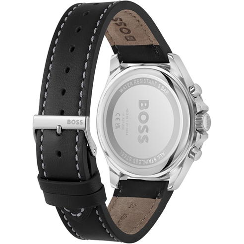 Boss - Gents BOSS Troper Black Leather Strap Watch