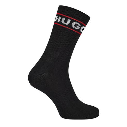 HUGO - 2 Pack Ribbed Logo Crew Socks