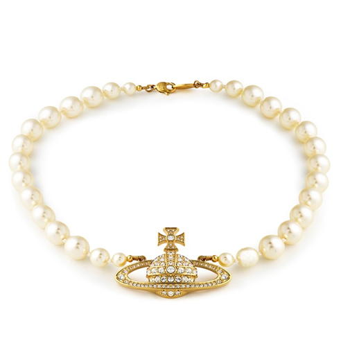 VIVIENNE WESTWOOD - One Row Pearl Bas Relief Choker