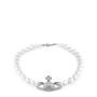 Plat/Crm P104 - VIVIENNE WESTWOOD - One Row Pearl Bas Relief Choker