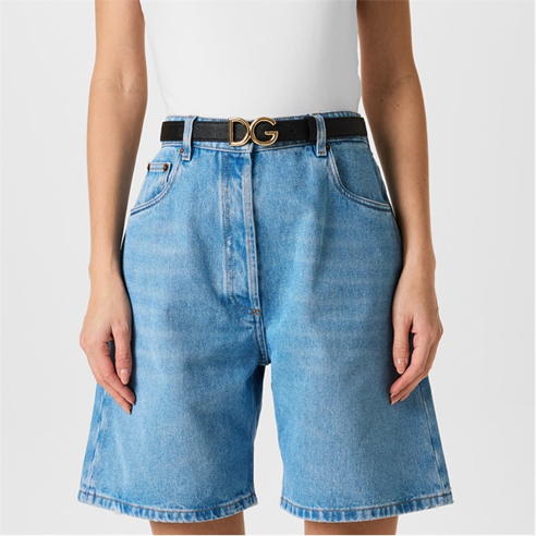 DOLCE AND GABBANA - Logo Grained Leather Belt