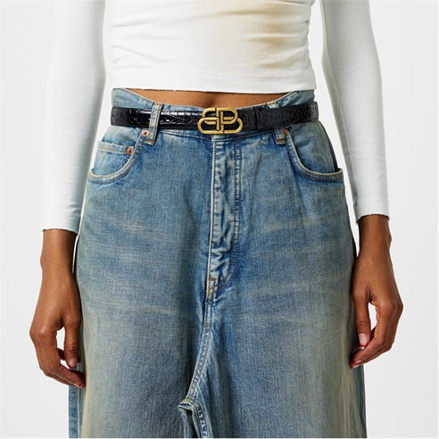 BALENCIAGA - Bb Thin Croc Belt