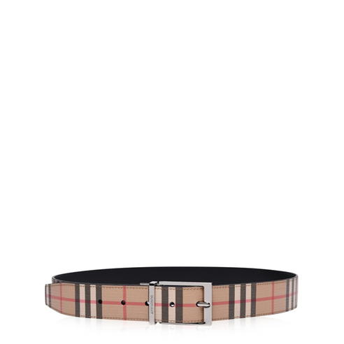 BURBERRY - Reversible Vintage Check E-Canvas And Leather Belt