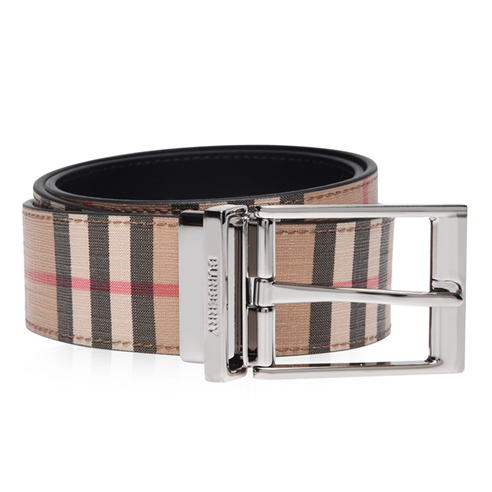 BURBERRY - Reversible Vintage Check E-Canvas And Leather Belt