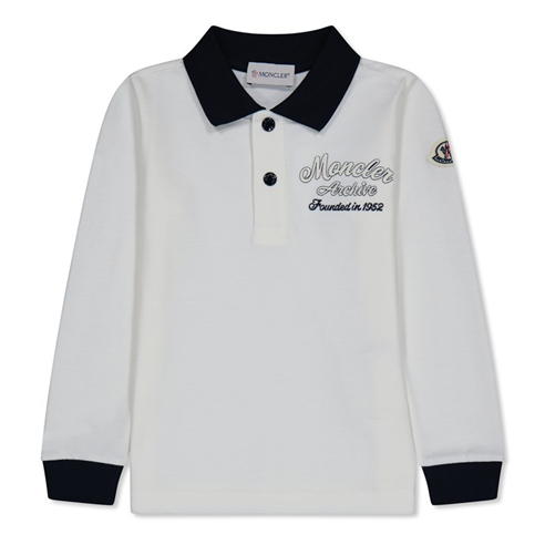 MONCLER - Boys Logo Long Sleeve Polo