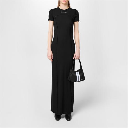 PALM ANGELS - Open Back Logo Rib Dress