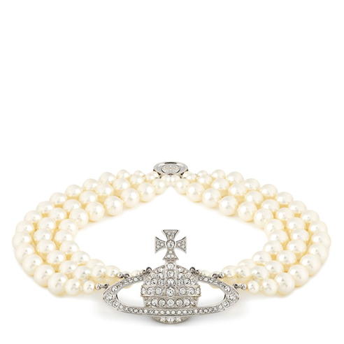 VIVIENNE WESTWOOD - 3 Row Pearl Bas Relief Choker