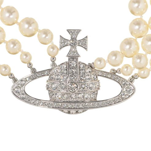 VIVIENNE WESTWOOD - 3 Row Pearl Bas Relief Choker