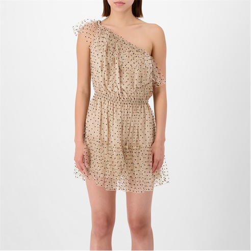 GUCCI - One Shoulder Ruffle Crepe Chin Mini Dress