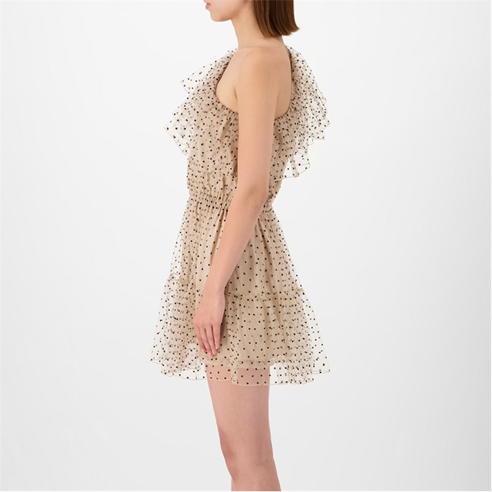 GUCCI - One Shoulder Ruffle Crepe Chin Mini Dress