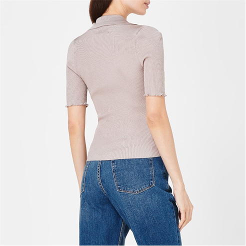 GOOD AMERICAN - Plait Rib Polo Shirt