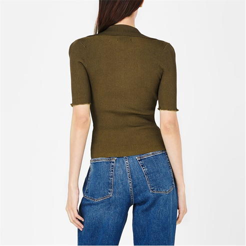 GOOD AMERICAN - Plait Rib Polo Shirt